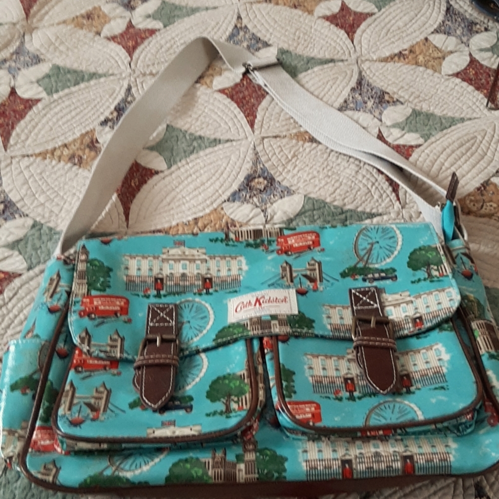 Kath Kidston vinyl bag with British motif.